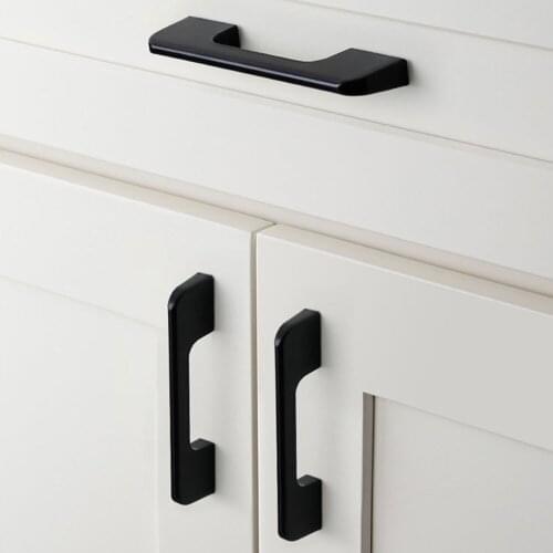 Black Aluminum Hardware Kitchen Drawer Pulls Furniture Handle American Style Cabinet Handles