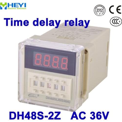 Digital time delay relay DH48S-2Z AC 36V time relay with the socket time switch relay
