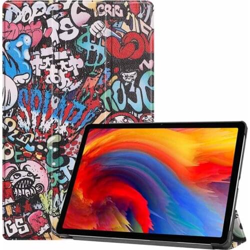 Colorful printed case For Lenovo Xiaoxin Pad Plus 2021 TB-J607F J607 Slim Folding Stand Smart PU leather Cover