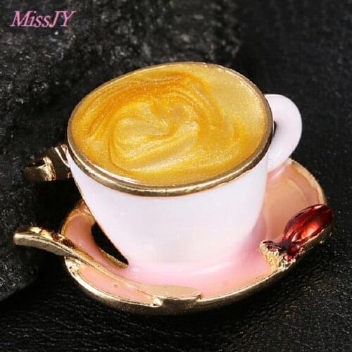 1pc Coffee Shape Brooches Enamel Cafe Waiter Small Badge Icon Women Men Suit Scarf Hat Brooch Accessories