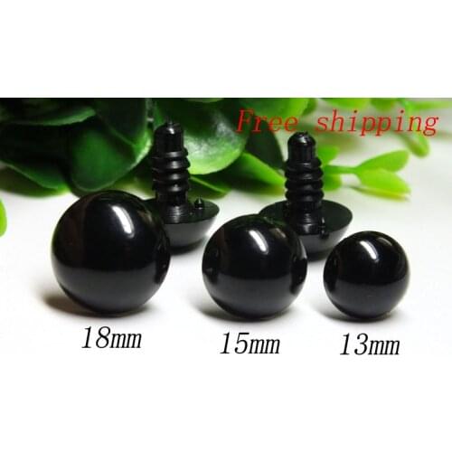 Hot Sale New Arrival High Quality 30pairs 13/15/18mm Black Plastic Safety Eyes For Teddy Bear Doll Animal Puppet Crafts