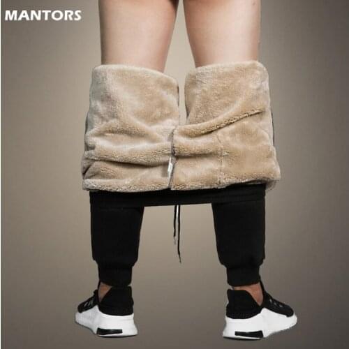Cashmere Trousers Men Middle-aged Winter Pants Fleece Thick Warm Windproof Pants Male Outdoor Casual Mens Clothing Oversize 7XL