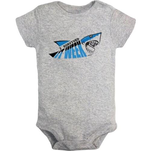 Shark Week Shark Design Heres Shark Newborn Baby Boys Girls Outfits Jumpsuit Print Infant Bodysuit Clothes 100% Cotton Sets