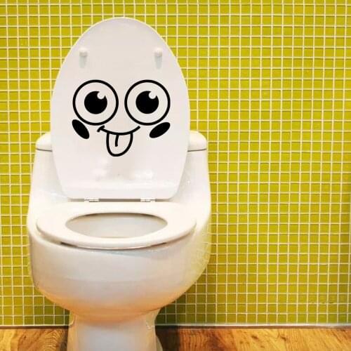 2 Pcs Removable Waterproof Smiling Face Toilet Stickers Wall Window Sticker Bathroom Decor Home Decoration Accessories