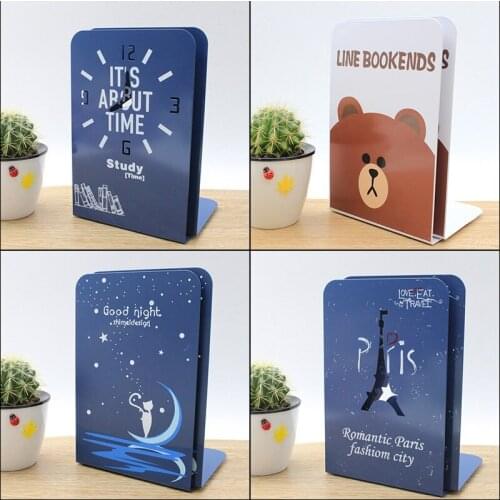 Simple Style Metal Bookends Book Holder L-shaped Desk Organizer Desktop Book Holder School Stationery Office Supplies