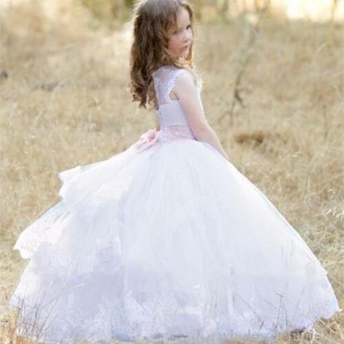 Cute Flower Girl Dresses for Wedding Lace Applique Princess Pageant Dresses For Little Girls First Holy Communion Dresses