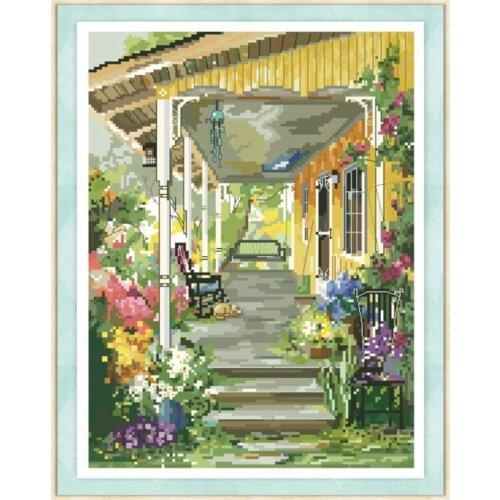 Landscape Decorative Painted Patricia Balcony Cross Stitch Cotton Printed Kit 11CT14CT18CT Hand Embroidered Material Pack