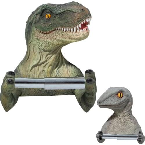 Resin Dinosaur Tissue Holder Toilet Wall-mounted Roll Paper Holder Toilet Modern Towel Rack Punch-free Bathroom Accessories