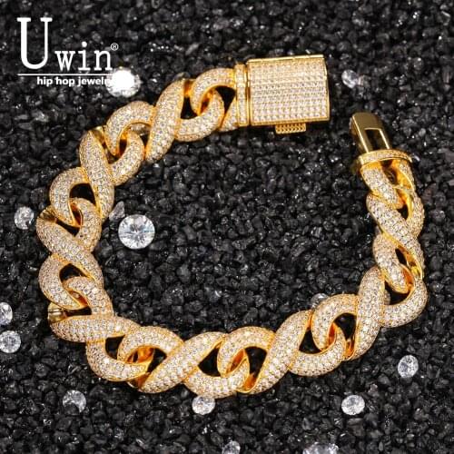 Uwin Unlimited Cuban Chain 14mm Miami Necklace Iced Out Micro Pave Cubic Zirconia Bracelet For Women Men Fashion Jewelry