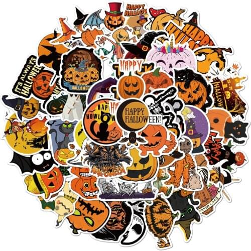 New Arrival 50 Pieces/lot Self-adhesive Halloween Style DIY Scrapbooking Stickers Kawaii Glitter Mobile Phone Stationery Sticker