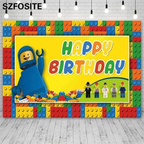 Educational Toys Colorful Building Blocks Dolls Background Children Birthday Party Decoration Photography Photo Vinyl Backdrop