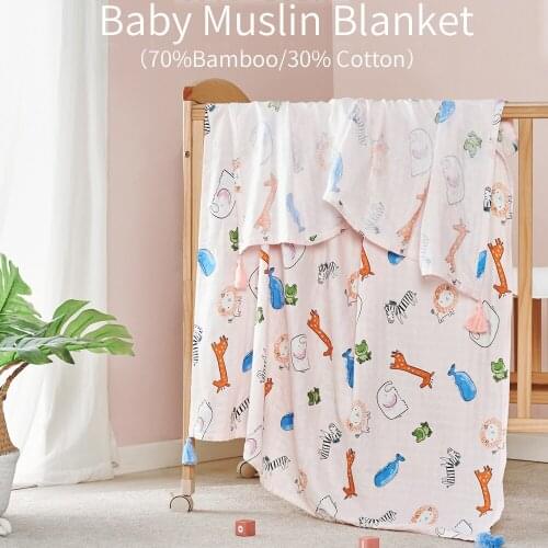 Muslin Baby Swaddle Blanket Newborn Bath Towel Wrap Soft Breathable Receiving Blankets Newborn Big Diaper 110*158cm Baby Bedding