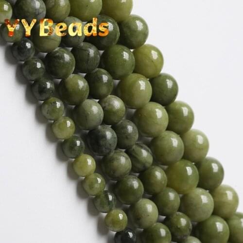 Wholesale Natural Canada Green Jades Gem Beads 4 6 8 10 12mm Loose Smooth Beads For Jewelry Making DIY Charm Bracelets 15"Strand