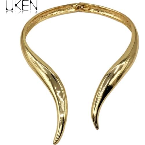 UKEN Snake Design Fashion Alloy Bib Collar Choker Necklace For Women Statement Torques Maxi jewelry Golden & Silver Color