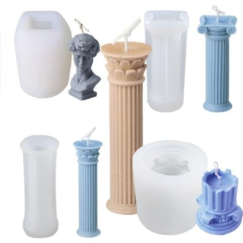 Silicone Candle Mold Roman Column Molds For Epoxy Resin Body David Fragrance Candle Making Supplies Wax Mould Plaster Soap Mould