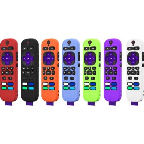 Silicone Full Protective Case TV Removable Remote Control Cover For Roku Voice Remote Pro 2021 Soft Shockproof Protector Shell