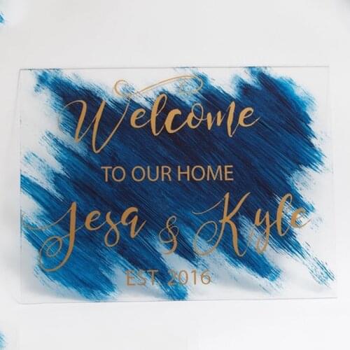 Wedding Welcome Sign Personalized Acrylic Brushed Background Wedding Sign Plexiglass with Alternative DIY Wedding Decor