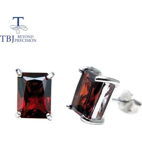 TBJ , natural mozambique garnet oct 6*8mm earring 3.75ct light blue natural gemstone jewelry 925 sterling silver birthstone