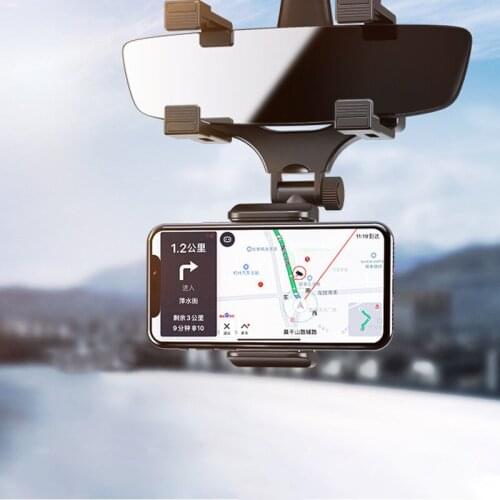 Rear-view Mirror Phone Mount for 4.0-6.5inch Phone Adjustable Telescopic Mobile Phone Stands Navigation Bracket