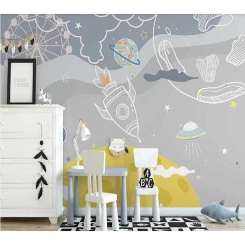 Papel de parede Vector three-dimensional map building childrens room 3D wallpaper mural,living room home decor
