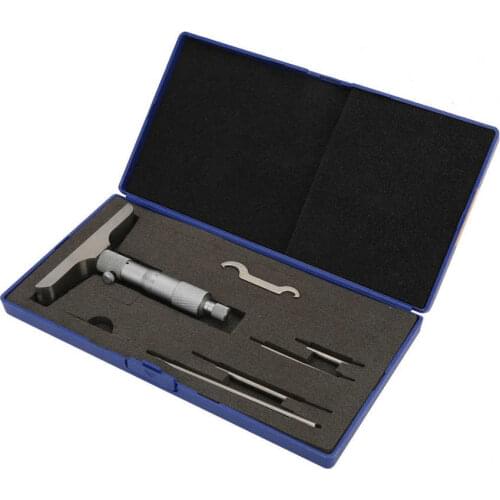 High Accuracy Round Depth Micrometer Measuring Tool + 5Pcs Connecting Rods