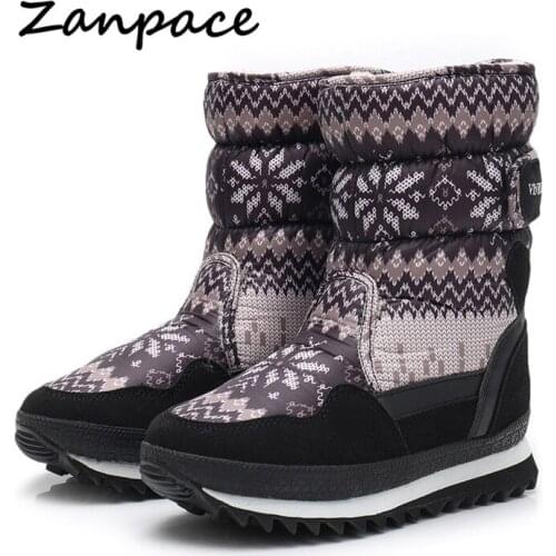 Christmas Women Winter Boots Non-slip Plus Velvet Warm Shoes Snow Boots Large Size 34-41 Russian Style Waterproof Women Boots