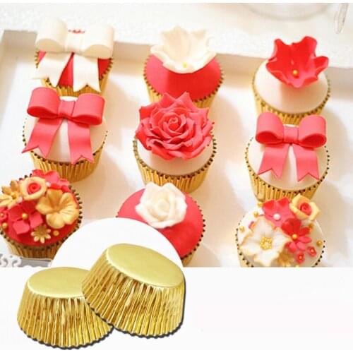 1000 pcs 2.5 cm Mini Gold Silver Foil Cupcake Cases Paper Muffin Liners Cake Cups Baking Mould
