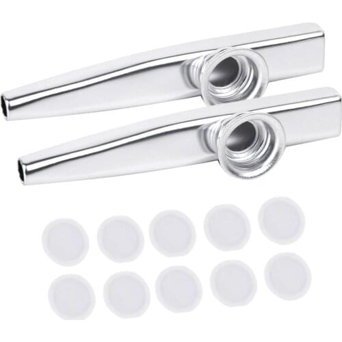 2 Pieces Silver Metal Kazoo With 10 Diaphragms Mouth Flute Harmonica Kids Party Musical Instrument Toys