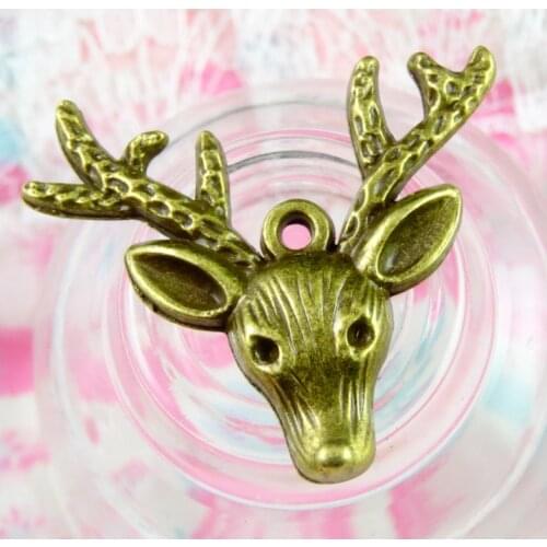 20pcs/lot 31*36.2mm Antique Bronze Plated Vintage Metal Alloy Deer Charms DIY Jewelry Pendant