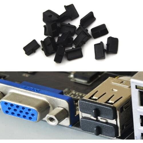 20pcs/pack USB Port Covers Dust Plug USB Charging Port Protector Durable Black for PC Laptop USB Plug Cover Stopper