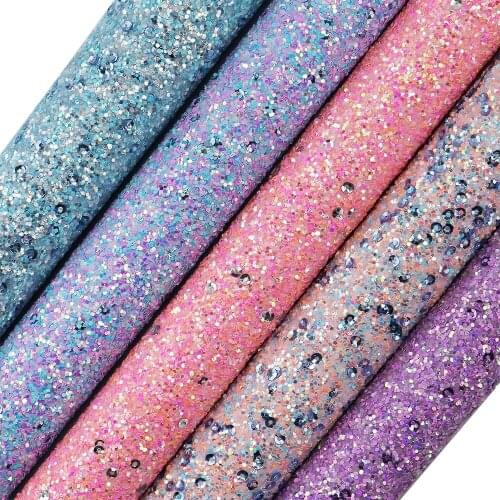 30x134cm Roll Chunky Glitter Fabric Synthetic PU Faux Leather For Bow Earring DIY Home Decorate CN129