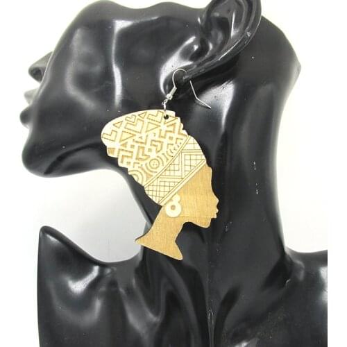 5pairs/lot Most popular Queen Nefertiti Wood earrings can mixed colors