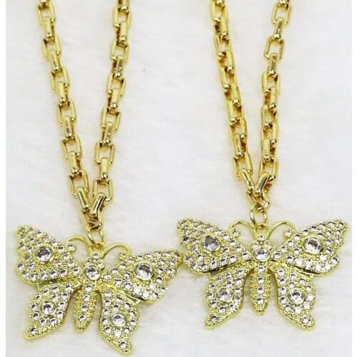 5 Pcs Gold butterfly Necklace Full Zircon Butterfly Pendant necklace jewelry accessories Butterfly pendant Necklace 51612