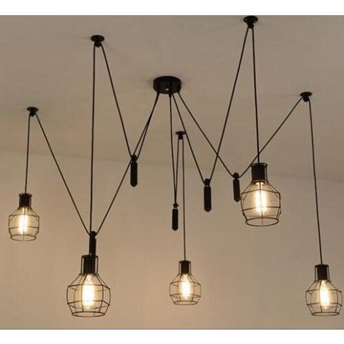 American Country Retro Loft Iron Pendant Light Pulley Cage Industrial Art Kitchen Dining Room Hanging Lighting Lamp Ing