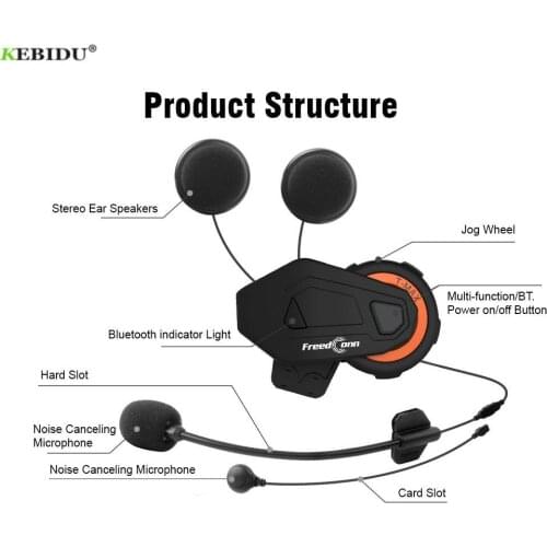 1000M Bluetooth 4.1 Motorcycle Helmet Intercom 6 Riders Bluetooth Headset with FM Radio Moto Intercomunicador