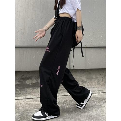 Black Hip Hop Pants Cute Girl Harajuku Autumn Trousers Female Streetwear Summer Spring Fashion Gray Gothic Sweatpants Women