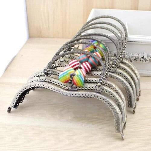 C47 19cm bronze M shape colorful beads handle Metal purse frame DIY handmade Metal-opening Bags