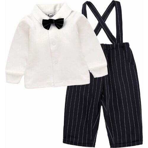 Baby Boy Gentleman Clothes Set Children Bowtie T-Shirt Pant Overall 2pcs/Set Toddler Clothing