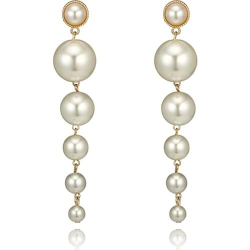 Elegant Simulated Pearl Long Clip on Earrings Without Piercing for Women Wedding Party Ear Clips Gift