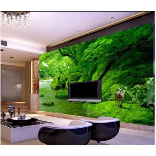Custom photo wallpaper for walls 3d mural Modern Green fresh forest stream water HD TV background wall decoration painting