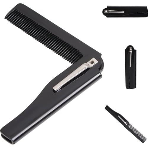 Hot Foldable comb Beauty Folding Pocket Clip Hair Moustache Beard Comb Fashion Men Women Handmade massage hair brush
