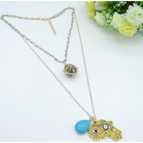 Well-Selling Vintage Tribal Charms Two Layered DIY Locket Oil Diffuser Perfume Necklace Immtation Jewellery