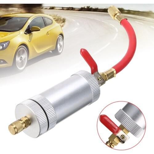 Mayitr 1pc R134A R12 R22 Air Conditioning Assembly Car Oil Injection Tool Coolant Filler Pipe 1/4SAE 134a 2 oz Oil Injector