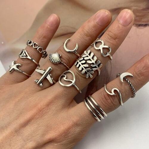 Vedawas Trendy Boho Midi Knuckle Ring Set For Women Crystal Geometric Heart Moon Finger Charm Rings Fashion Jewelry Wholesale