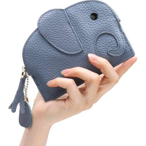 Coin Purse Card Bag Leather Coin Purse Leather Elephant Mini Coin Purse Female Cute Portable Wallet
