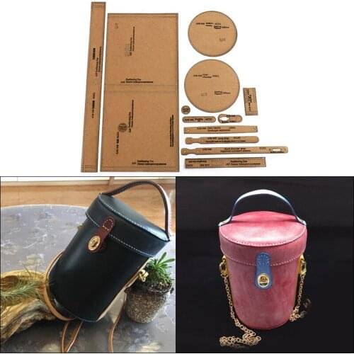 DIY Leather Cylinder Bag Transparent Acrylic Template Crossbody Bag Kraft Paper Pattern DIY Handmade Bag Sewing Stencils Mold