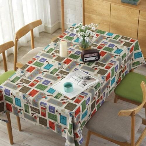 Creative Cotton Linen Christmas Tablecloth Washable Rectangular Retro Dining Table Cloth Table Cover