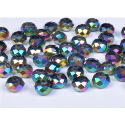 4 6 8mm Colorful Metal Faceted Rondelle Loose Spacer Round Austria Crystal beads For DIY Jewelry Making