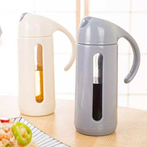Multifunctional Domestic visual dustproof and leakproof automatic open glass oil pot oil bottle kitchen tool 20.5*7cm