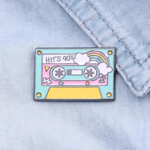Fashion Rainbow Passport Brooch Cassette Tape Globetrotter Pins Brooches Hits 90s Music Lapel Pins Badge Pins Jewelry for Girls